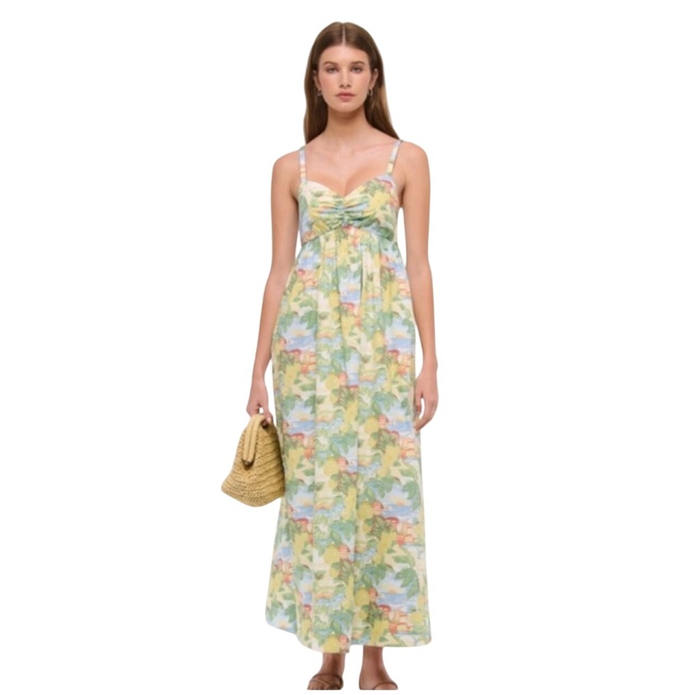 Abercrombie & Fitch Lemon Coastal Print Empire Waist Maxi Dress Large